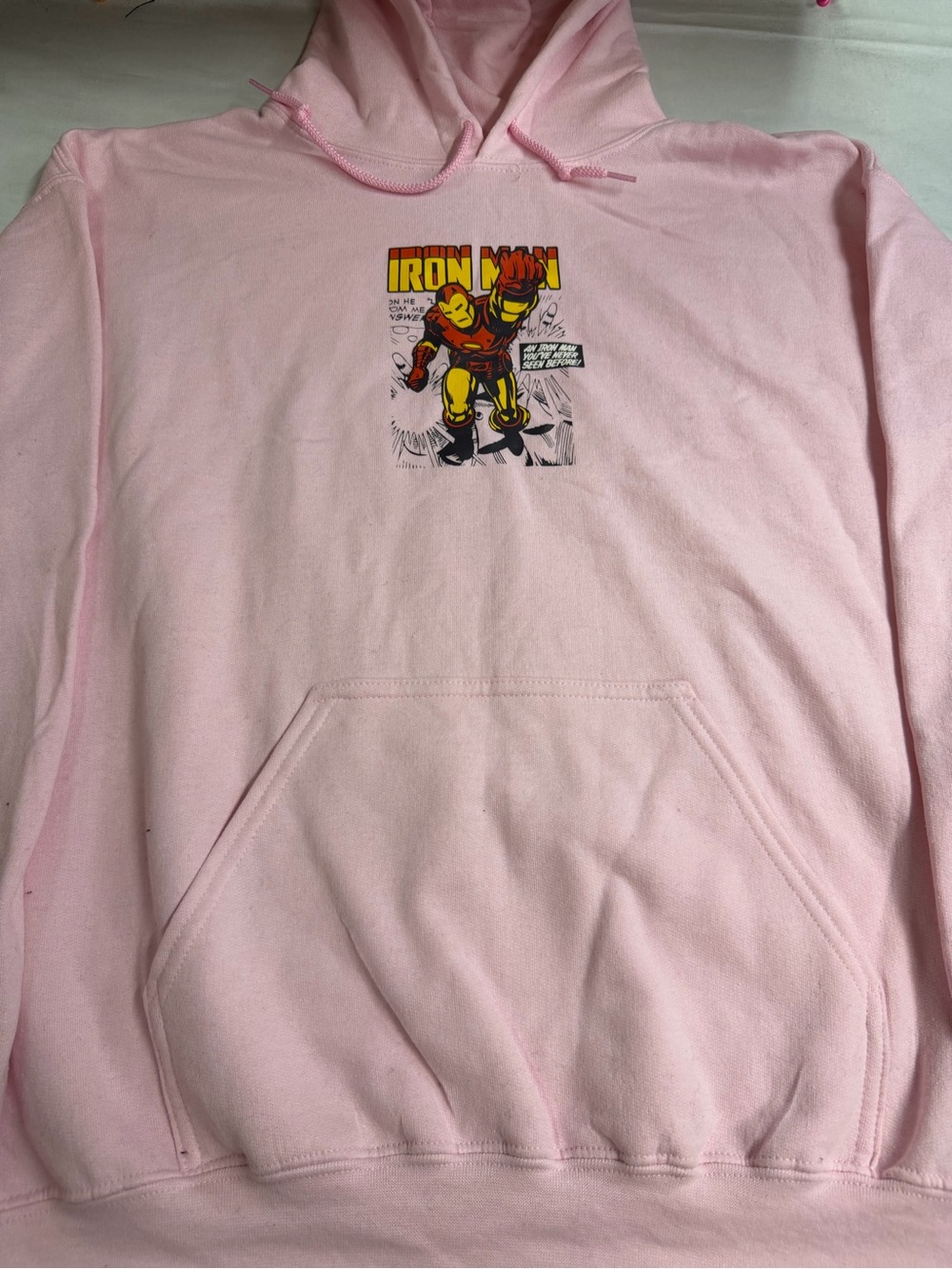 Gildan Pink Iron Man Graphic Crewneck Sweatshirt - Men